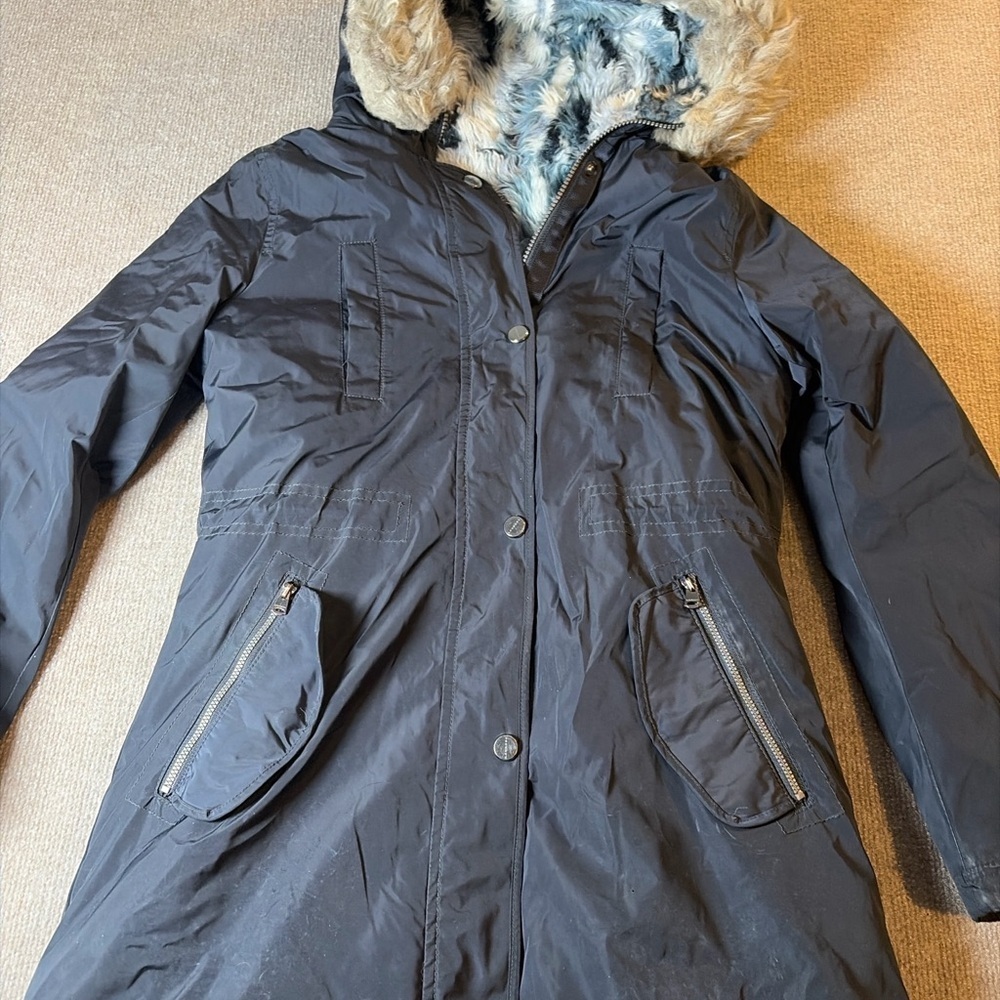 Laundry By Shelli Segal Black Hooded Ski Jacket